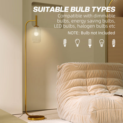 Glass Shade Modern Floor Lamp with Foot Switch