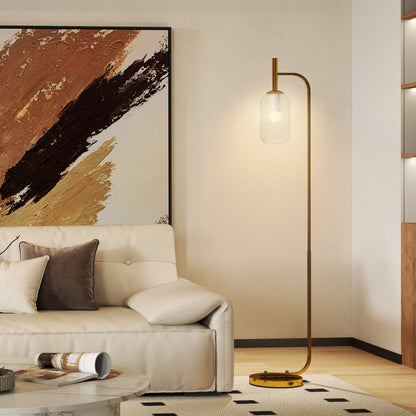 Glass Shade Modern Floor Lamp with Foot Switch