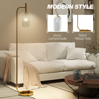 Glass Shade Modern Floor Lamp with Foot Switch