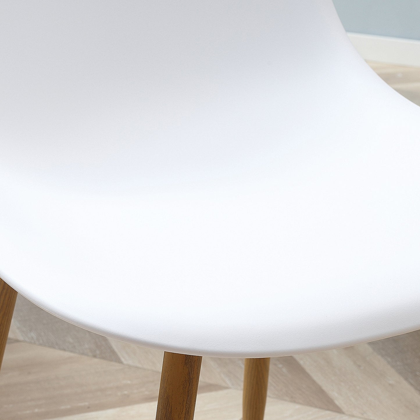 Curved Back White Dining Chairs with Metal Legs