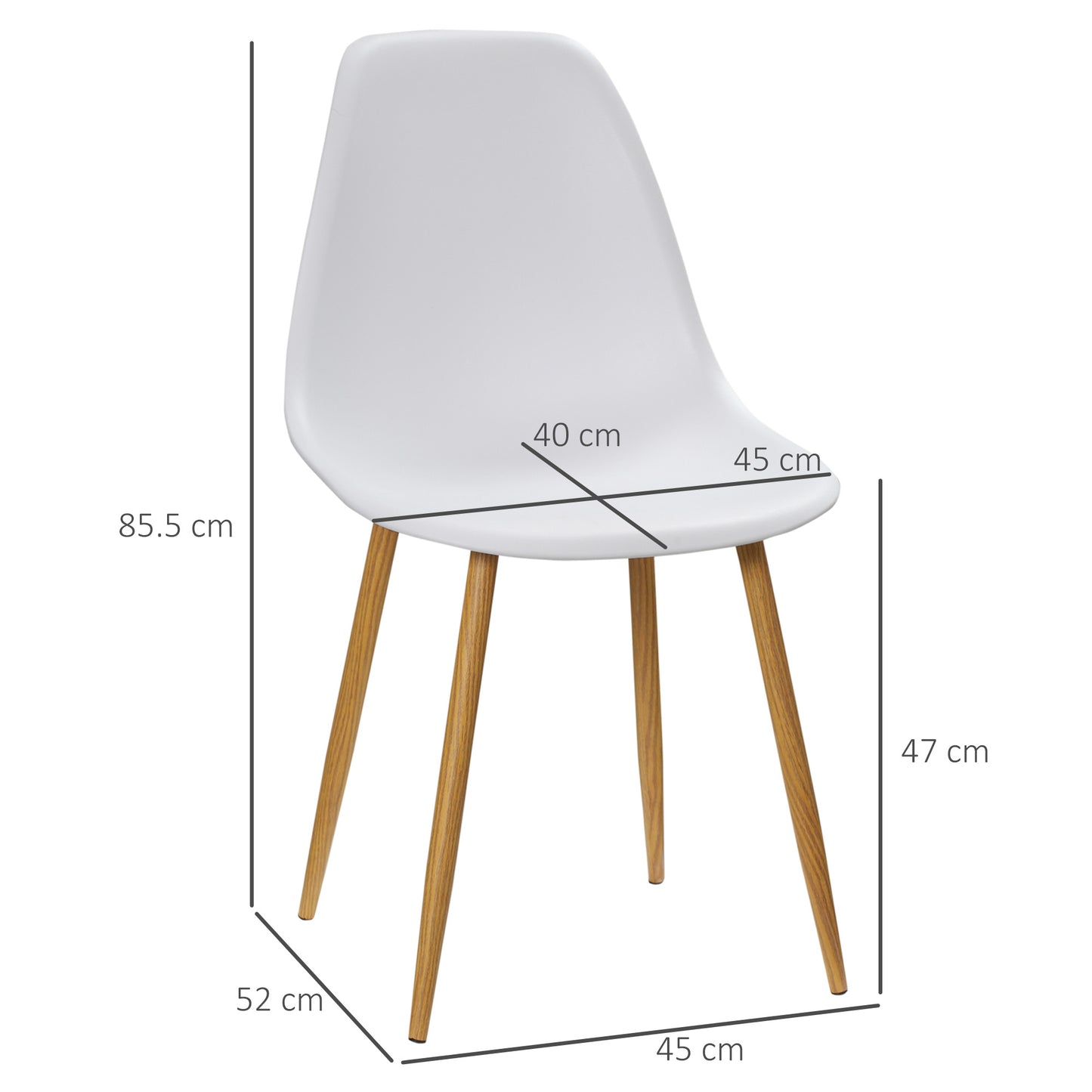 Curved Back White Dining Chairs with Metal Legs