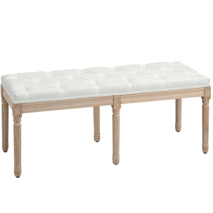 Upholstered End-of-Bed Bench, Soft Cream White Bedroom Seating