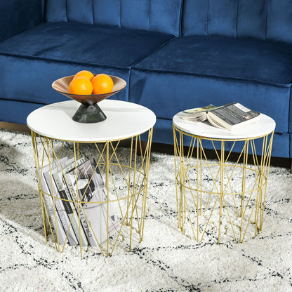 White Nesting Side Tables with Removable Basket Tops