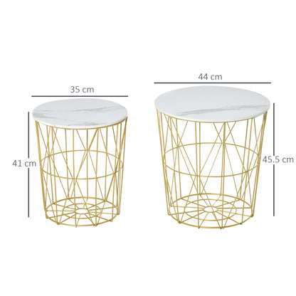 White Nesting Side Tables with Removable Basket Tops