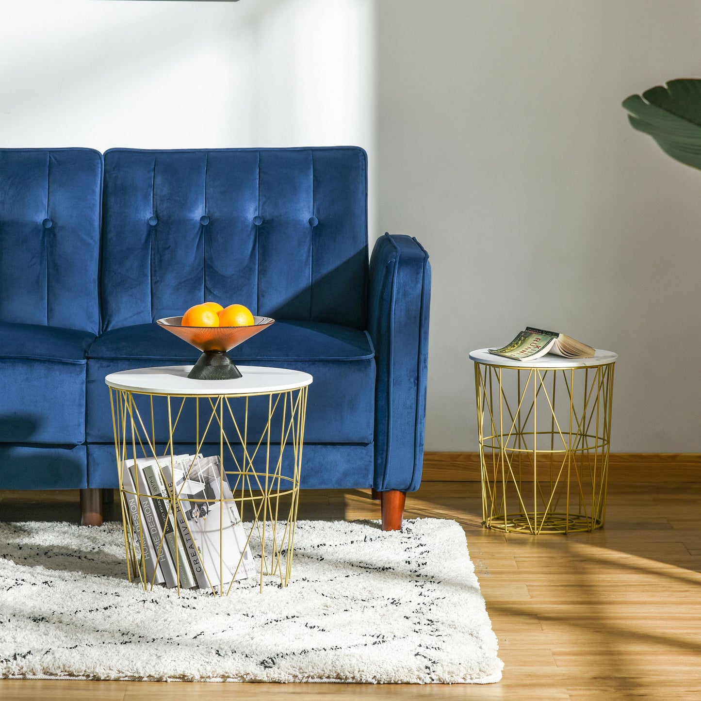 White Nesting Side Tables with Removable Basket Tops