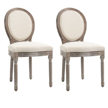 Set of 2 French-Inspired Dining Chairs with Wooden Frame & Foam Seat - Cream