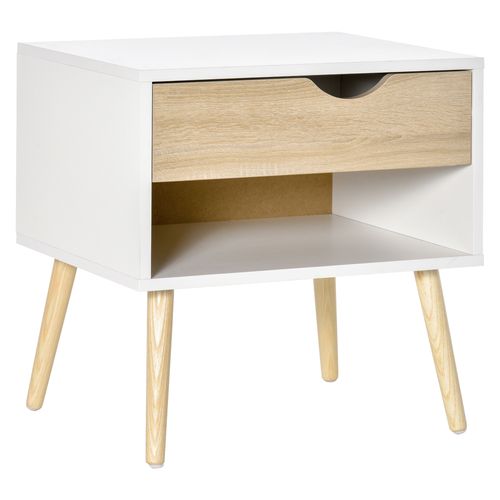 Modern Bedside Table with Drawer & Open Shelf