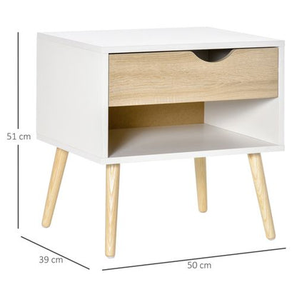 Modern Bedside Table with Drawer & Open Shelf