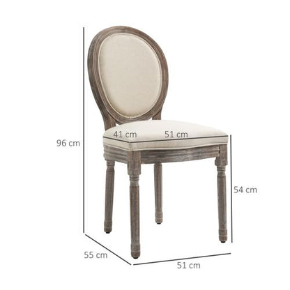 Set of 2 French-Inspired Dining Chairs with Wooden Frame & Foam Seat - Cream