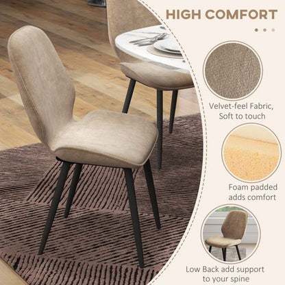 Set of 2 Upholstered Dining Chairs with Metal Legs – Brown