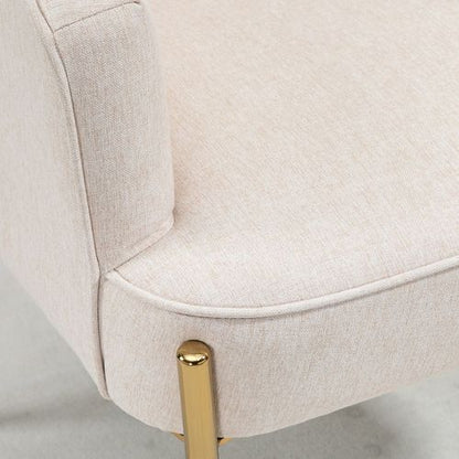 Modern Fabric Accent Armchair with Metal Legs – White