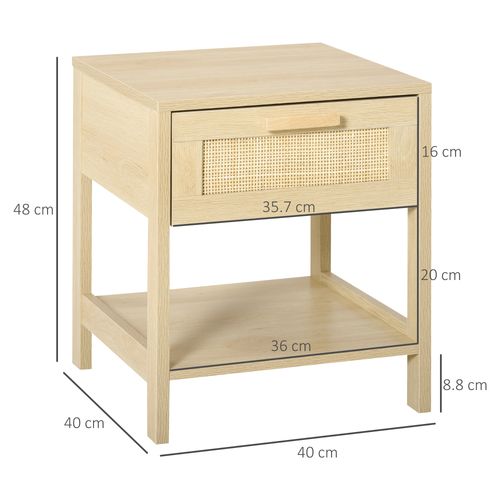 Rattan-Accented Bedside Table