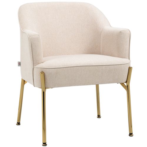 Modern Fabric Accent Armchair with Metal Legs – White