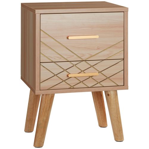 Nordic 2-Drawer Bedside Cabinet with Wooden Legs