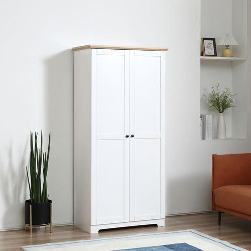 Tall White Wooden Storage Cabinet