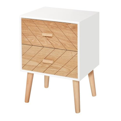 Scandi-Inspired 2-Drawer Wooden Nightstand