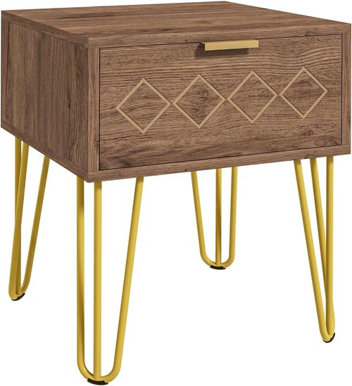 Elegant Gold Legged Bedside Table with Drawer