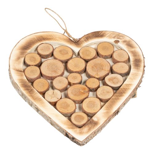 Rustic Burnt Wood Hanging Heart