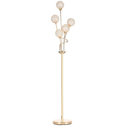 Elegant Luxura K9 Crystal 5-Light Floor Standing Lamp Gold