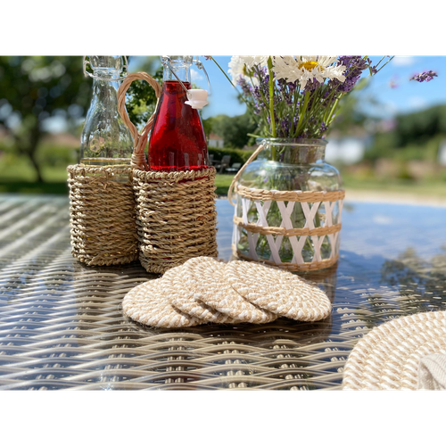 Set of Four Striped Woven Coasters