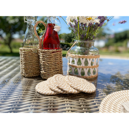 Set of Four Striped Woven Coasters