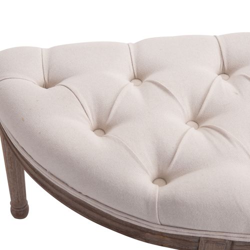 Luxe Half-Circle Tufted Ottoman Bench – Cream Padded Footstool