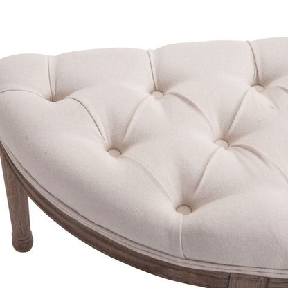 Luxe Half-Circle Tufted Ottoman Bench – Cream Padded Footstool