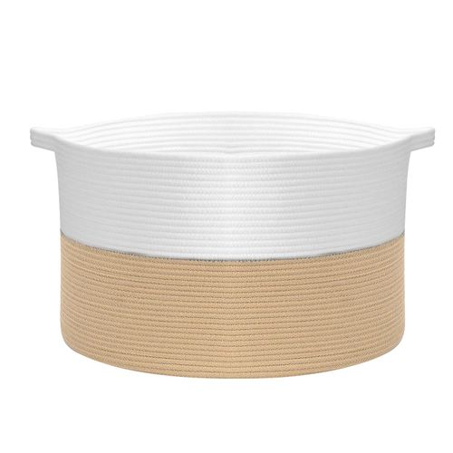 Vinsani White & Coffee Two-Tone Laundry Basket