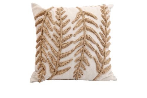 Embroidered Linen Square Accent Cushion