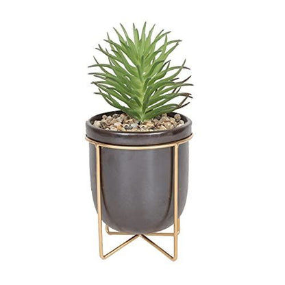 Green Leaf Artificial Plant in Grey Pot Stand