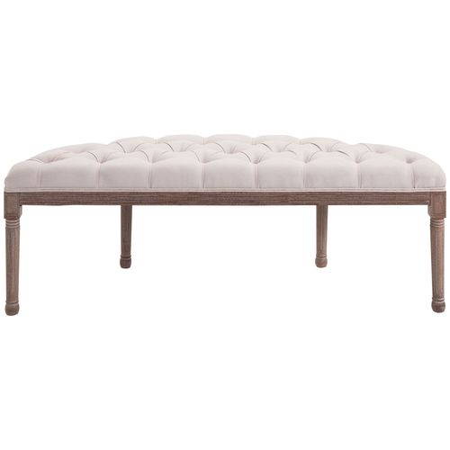 Luxe Half-Circle Tufted Ottoman Bench – Cream Padded Footstool