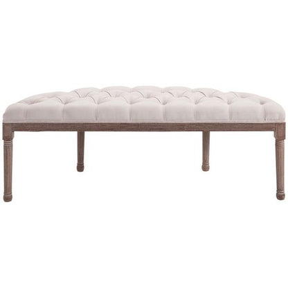 Luxe Half-Circle Tufted Ottoman Bench – Cream Padded Footstool