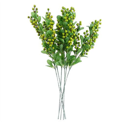 Set of 6 x 70cm Lifelike Green Berry Sprays