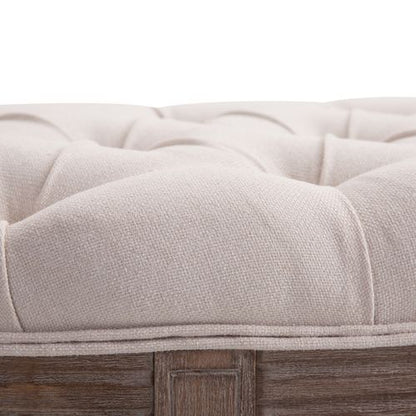 Luxe Half-Circle Tufted Ottoman Bench – Cream Padded Footstool