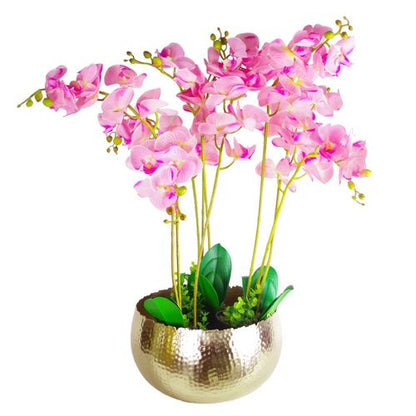 Elegant Hammered Gold Metal Planter Bowl