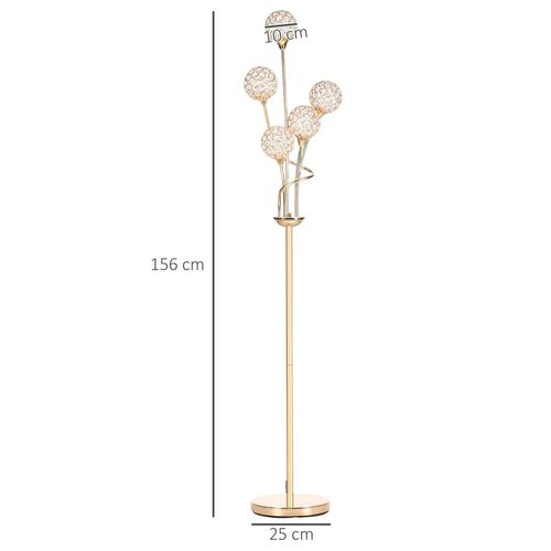 Elegant Luxura K9 Crystal 5-Light Floor Standing Lamp Gold