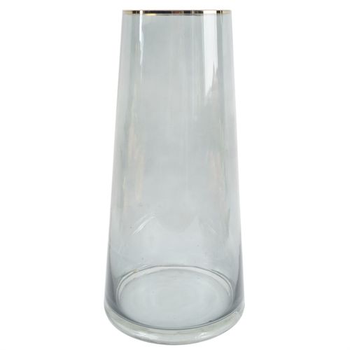 28cm Gold Rim Smoke Grey Glass Vase