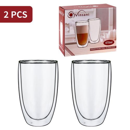 Vinsani Edgy Double-Walled Glasses – Set of 2