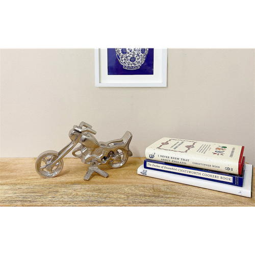 Silver Aluminum Motorcycle Sculpture