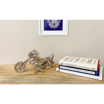 Silver Aluminum Motorcycle Sculpture