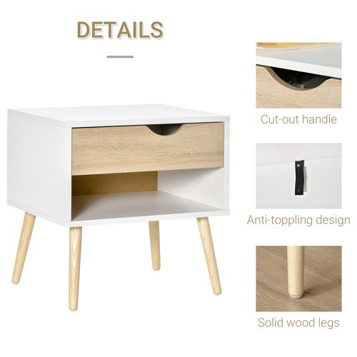 Modern Bedside Table with Drawer & Open Shelf