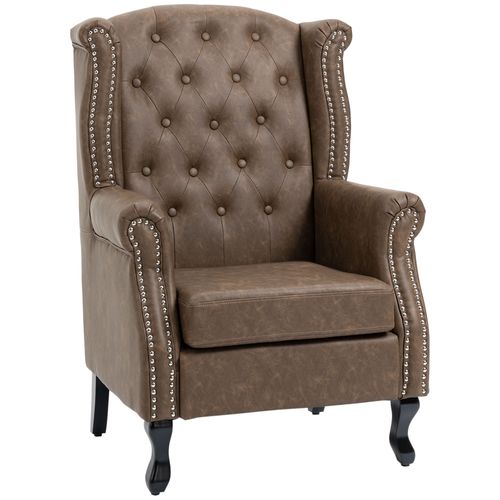 Classic Chesterfield Tufted Wingback Accent Chair - Brown