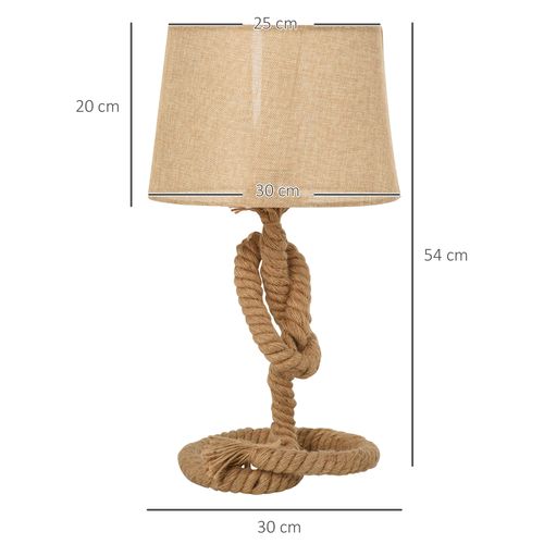 Hemp Rope Linen Shade Table Lamp Beige