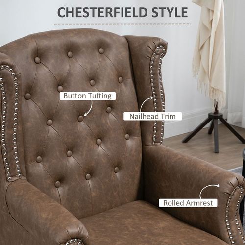 Classic Chesterfield Tufted Wingback Accent Chair - Brown