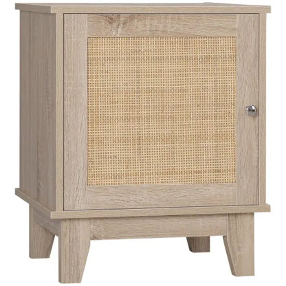 Rattan-Element Bedside Table with Storage Cupboard