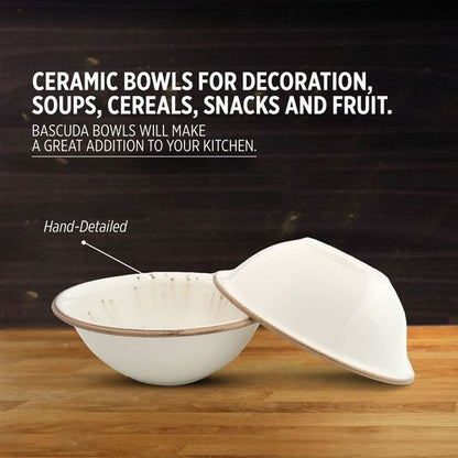 Pebble Marble White Porcelain Soup & Cereal Bowls - Set of 4 (18cm)