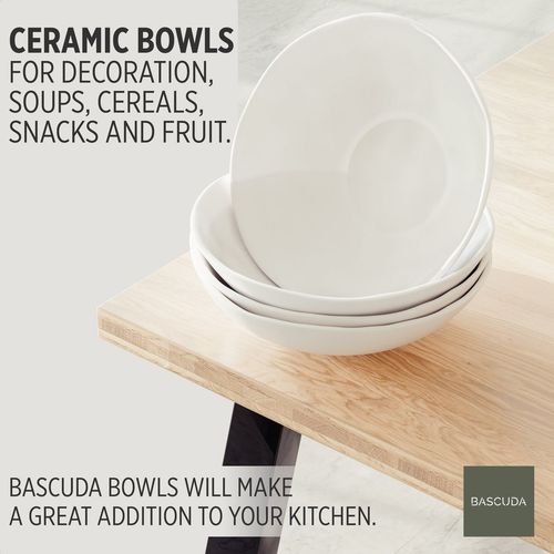 Alfa White Ceramic Pasta Bowl – 22cm, Classic Elegance