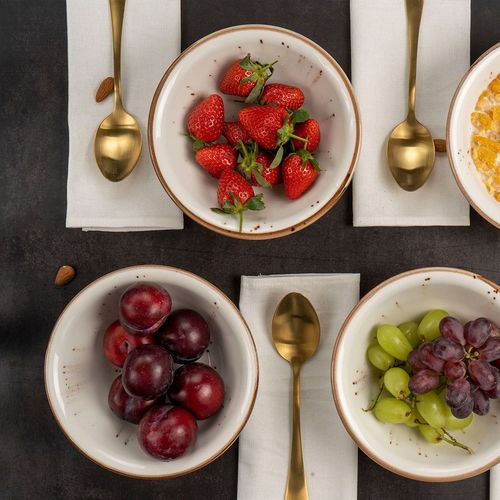 Pebble Marble White Porcelain Soup & Cereal Bowls - Set of 4 (18cm)