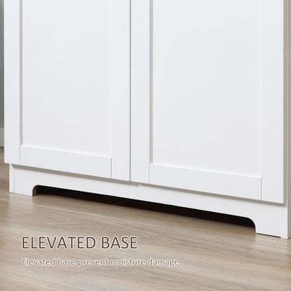 Tall White Wooden Storage Cabinet