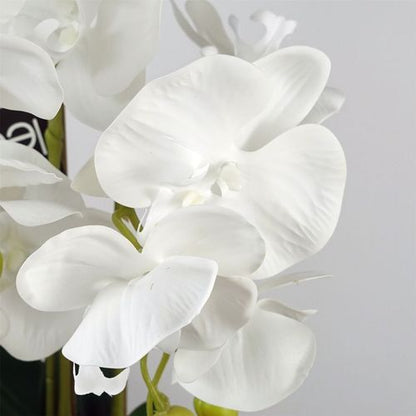 60cm Pure White Artificial Orchid with Ceramic Bubble Planter